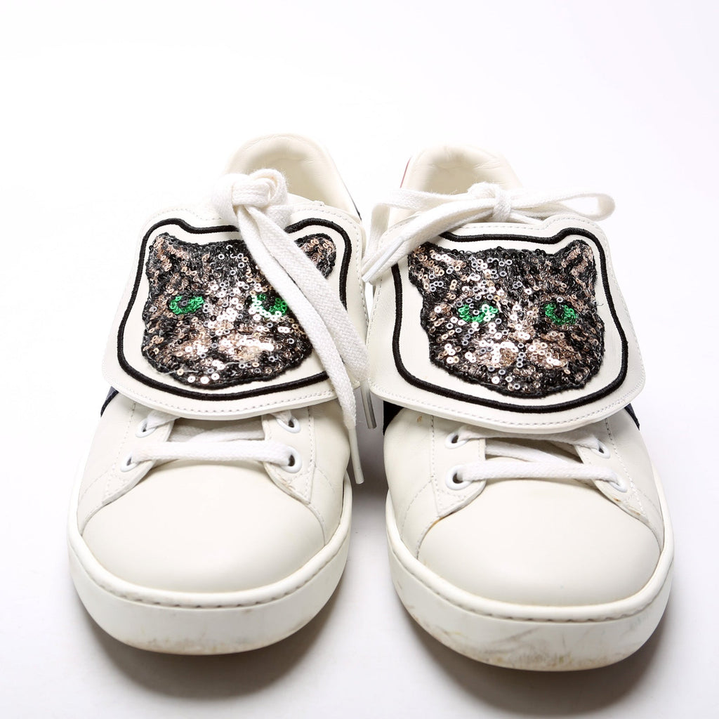 Gucci Ace Web Cat Sneakers Size 37.5