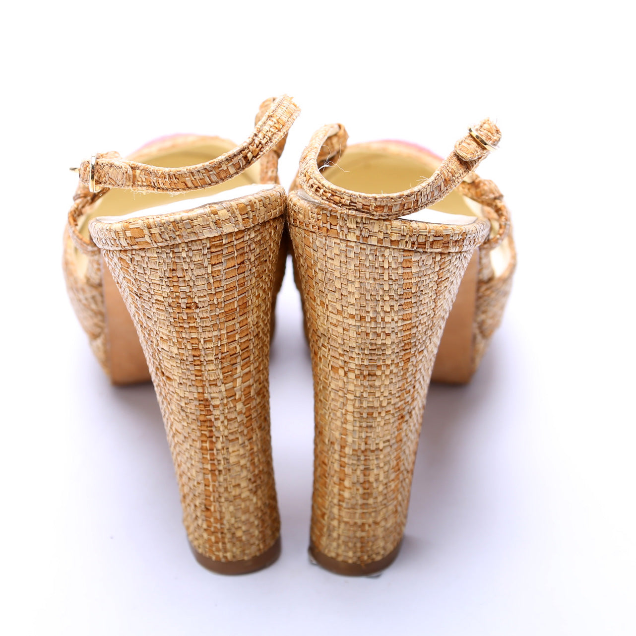 Cap Toe Raffia Slingback Pumps Size 39