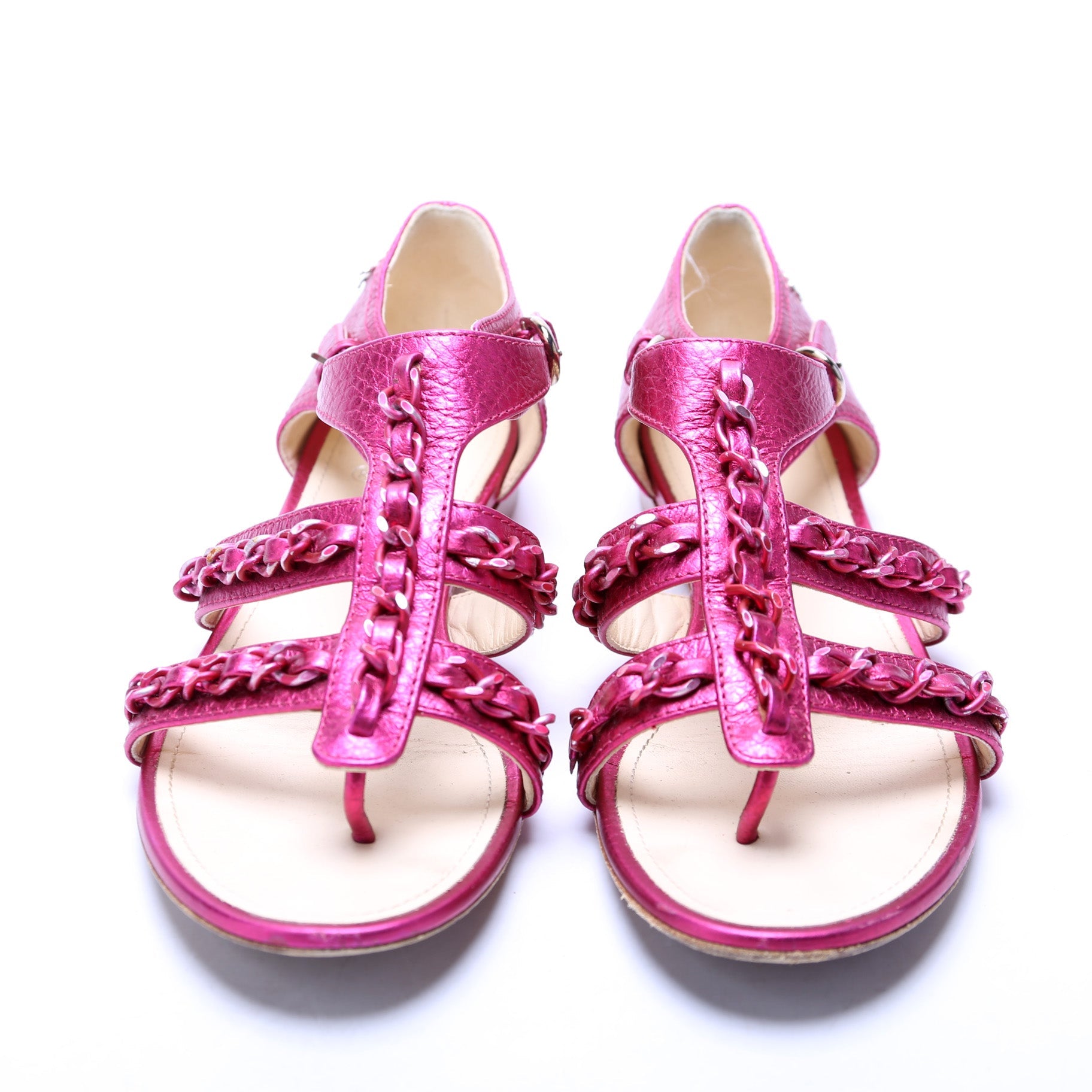 Leather Chain Gladiator Sandals Size 38.5
