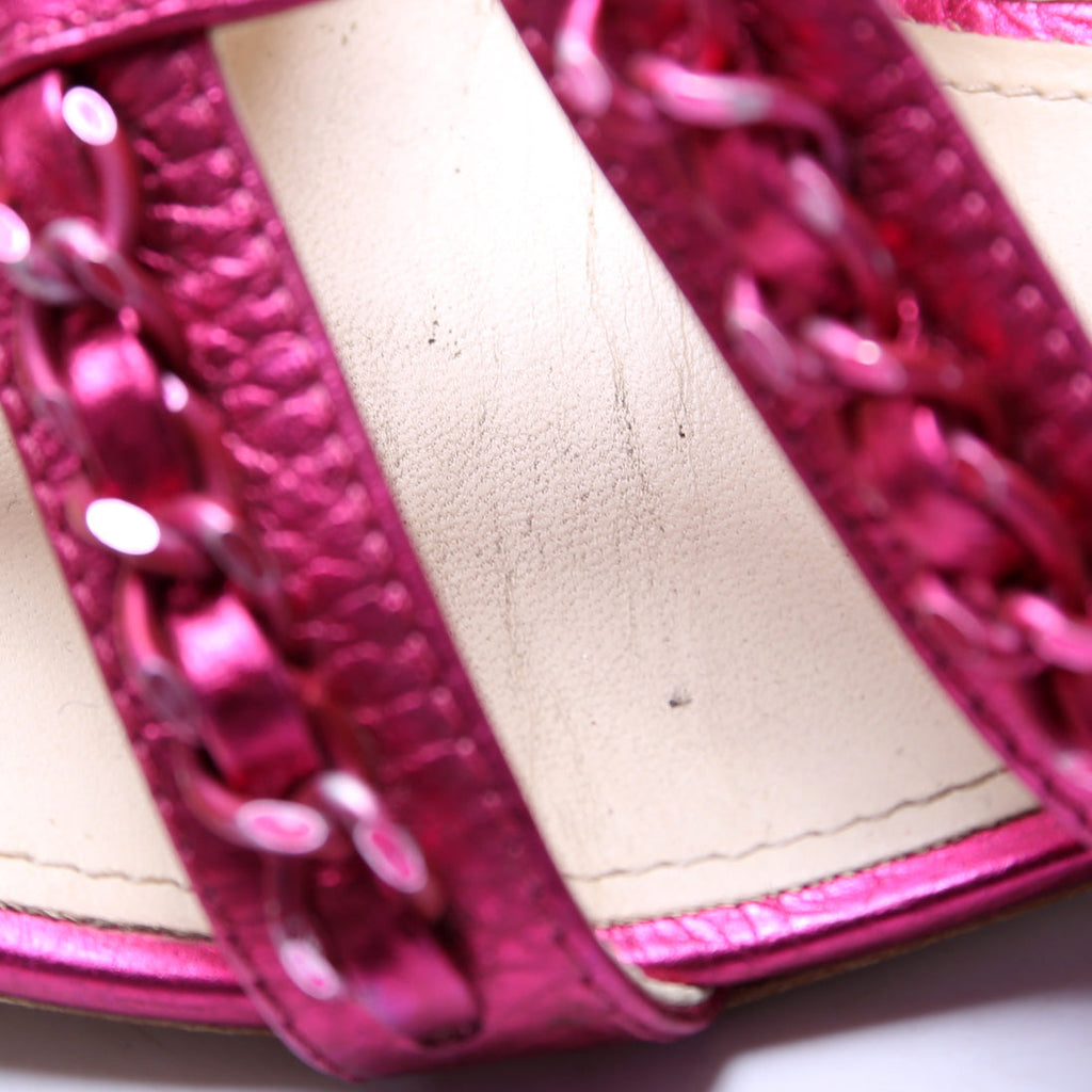 Leather Chain Gladiator Sandals Size 38.5