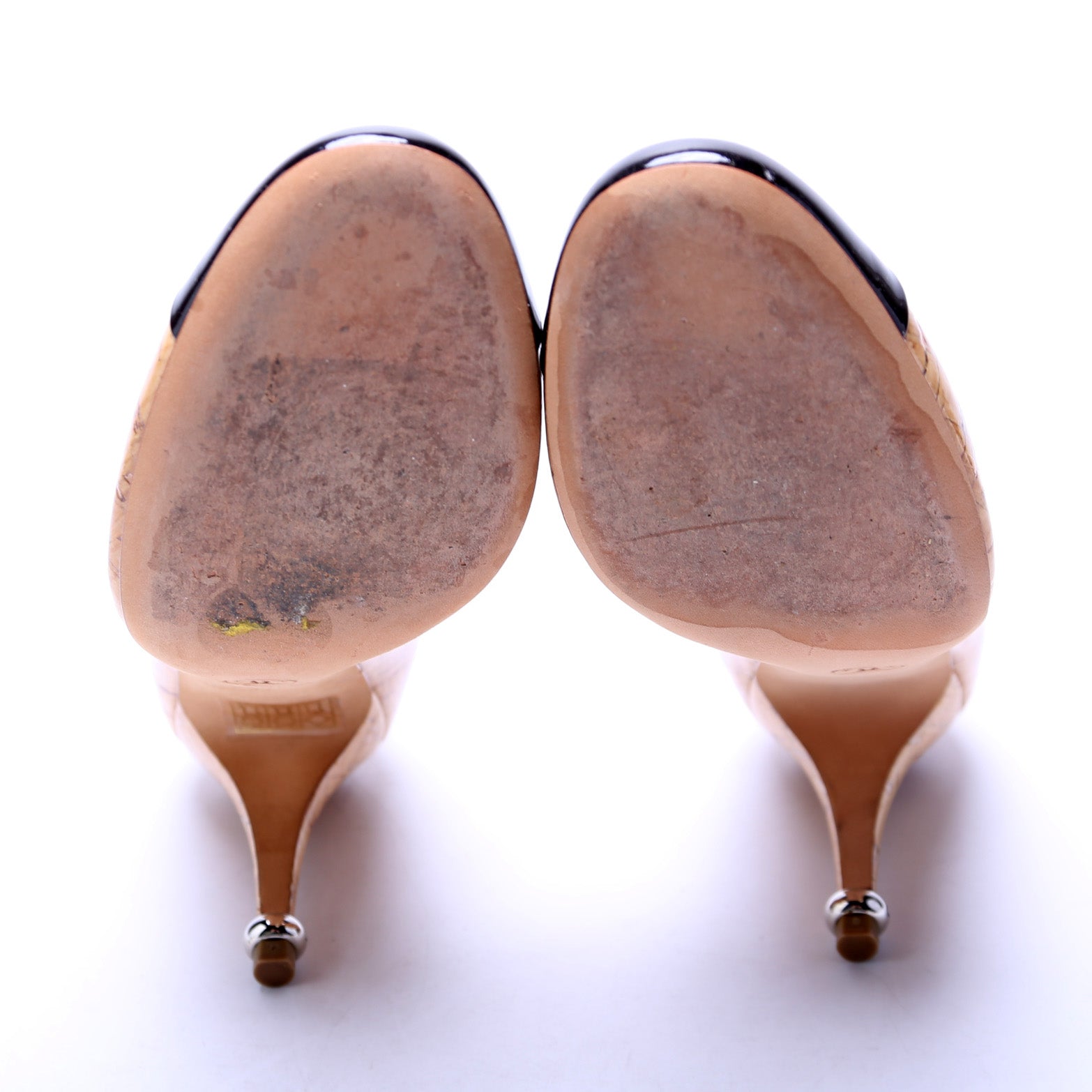 Cap Toe Cork Round Toe Pumps Size 37