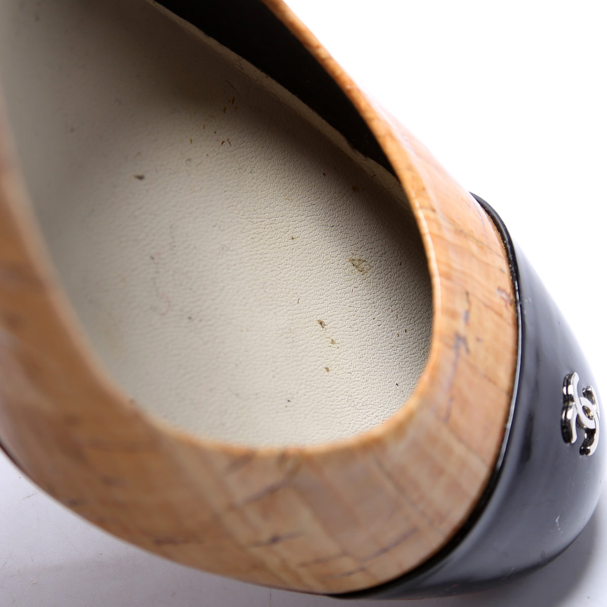 Cap Toe Cork Round Toe Pumps Size 37