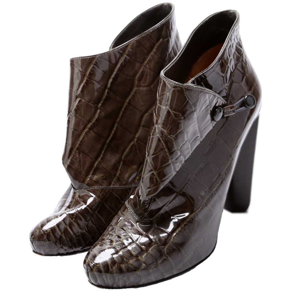 Crocodile Leather Ankle Booties Size 38