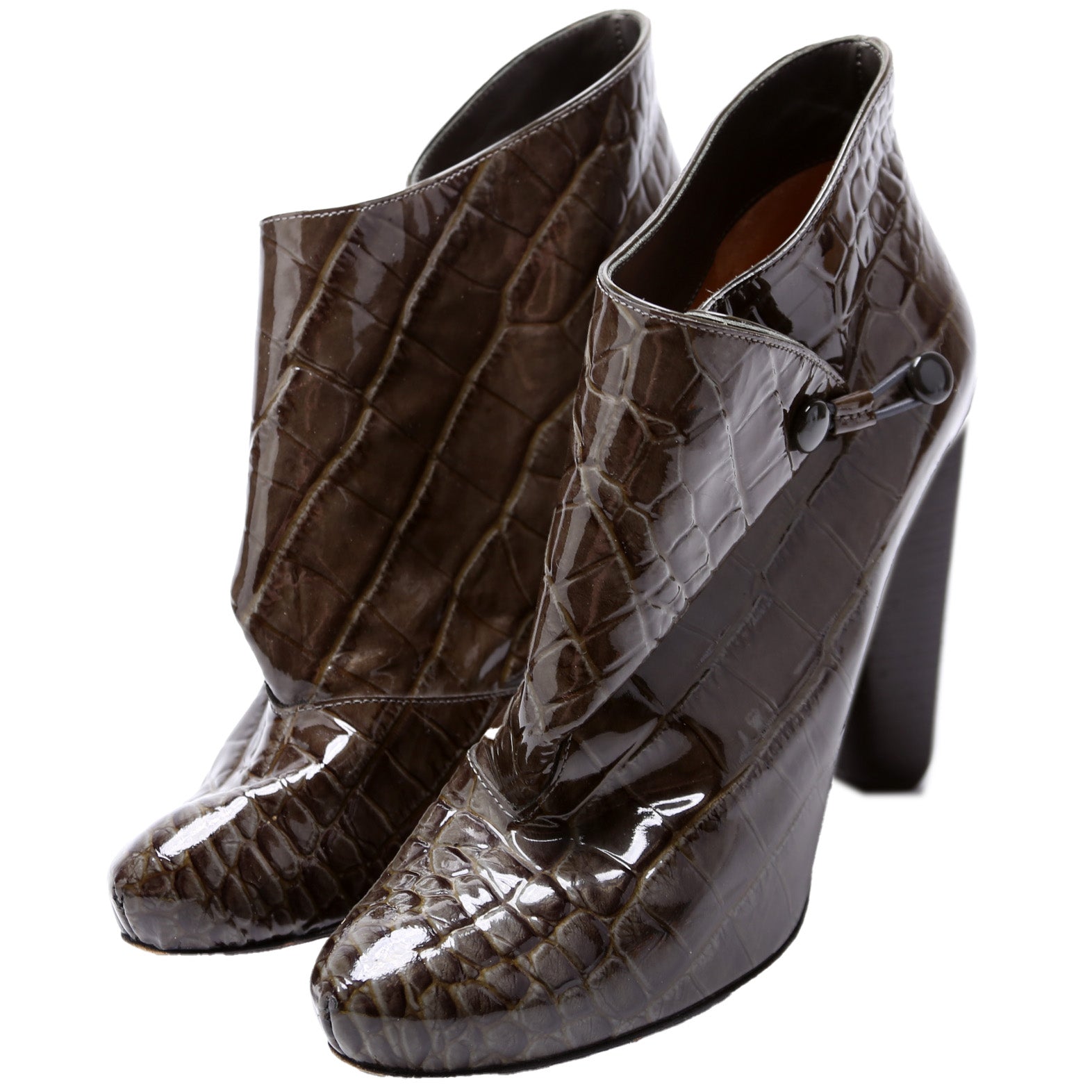 Crocodile Leather Ankle Booties Size 38
