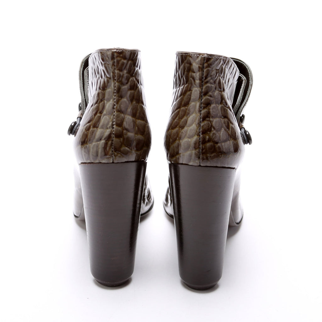 Crocodile Leather Ankle Booties Size 38