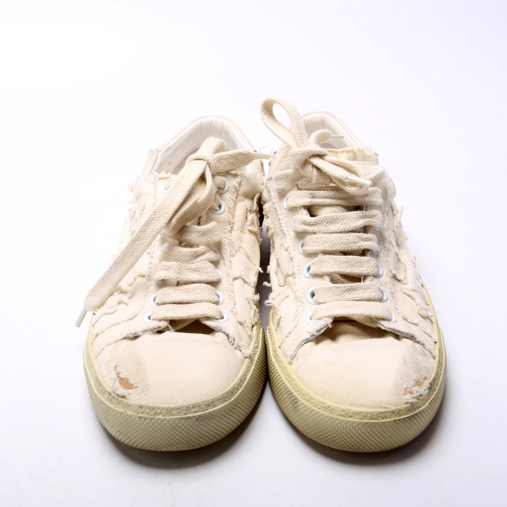 Canvas Lace Up Distressed Sneakers Size 36