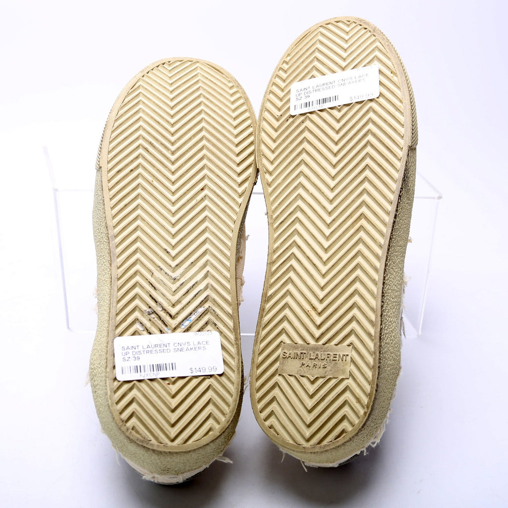 Canvas Lace Up Distressed Sneakers Size 36