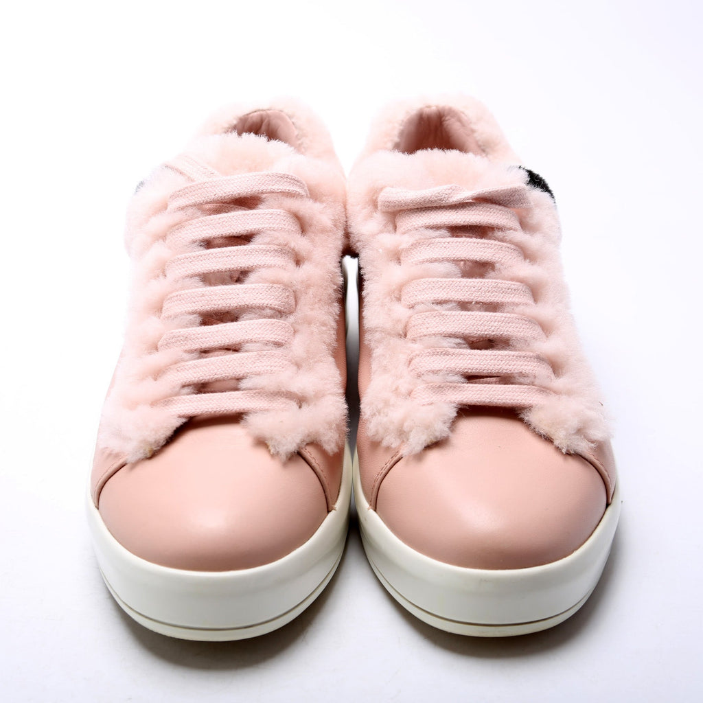 Prada Leather Fur Sneakers Size 38.5