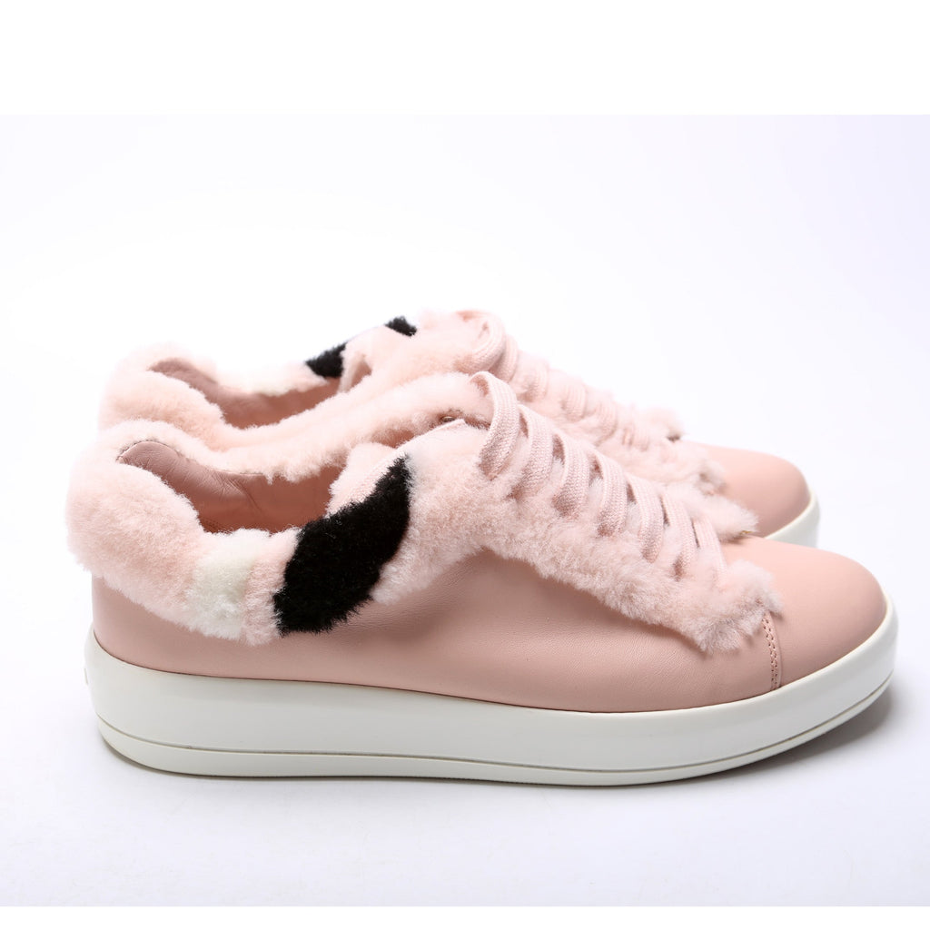 Prada Leather Fur Sneakers Size 38.5
