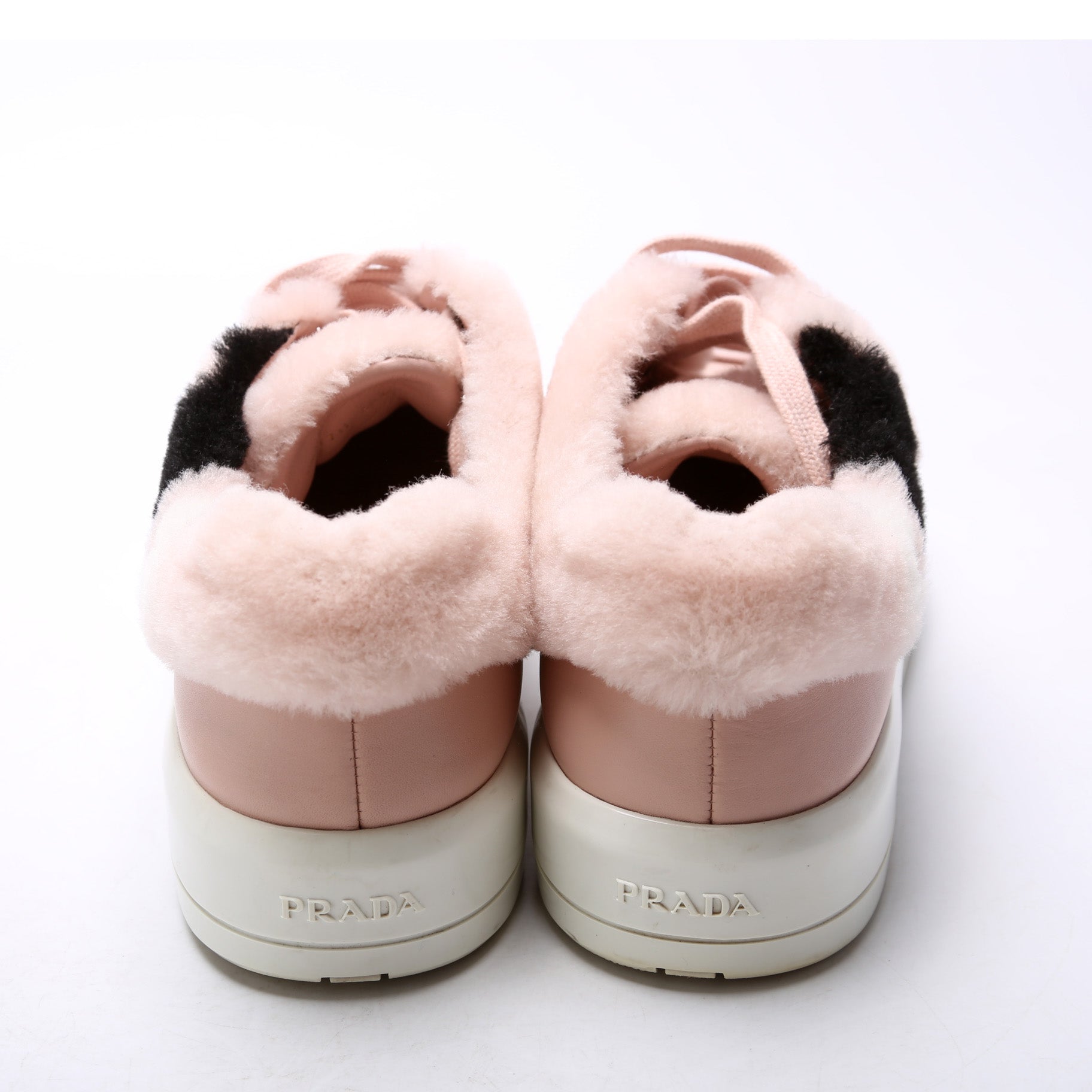 Prada Leather Fur Sneakers Size 38.5