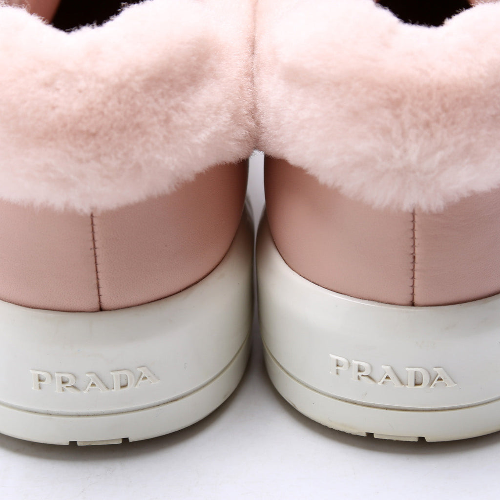 Prada Leather Fur Sneakers Size 38.5