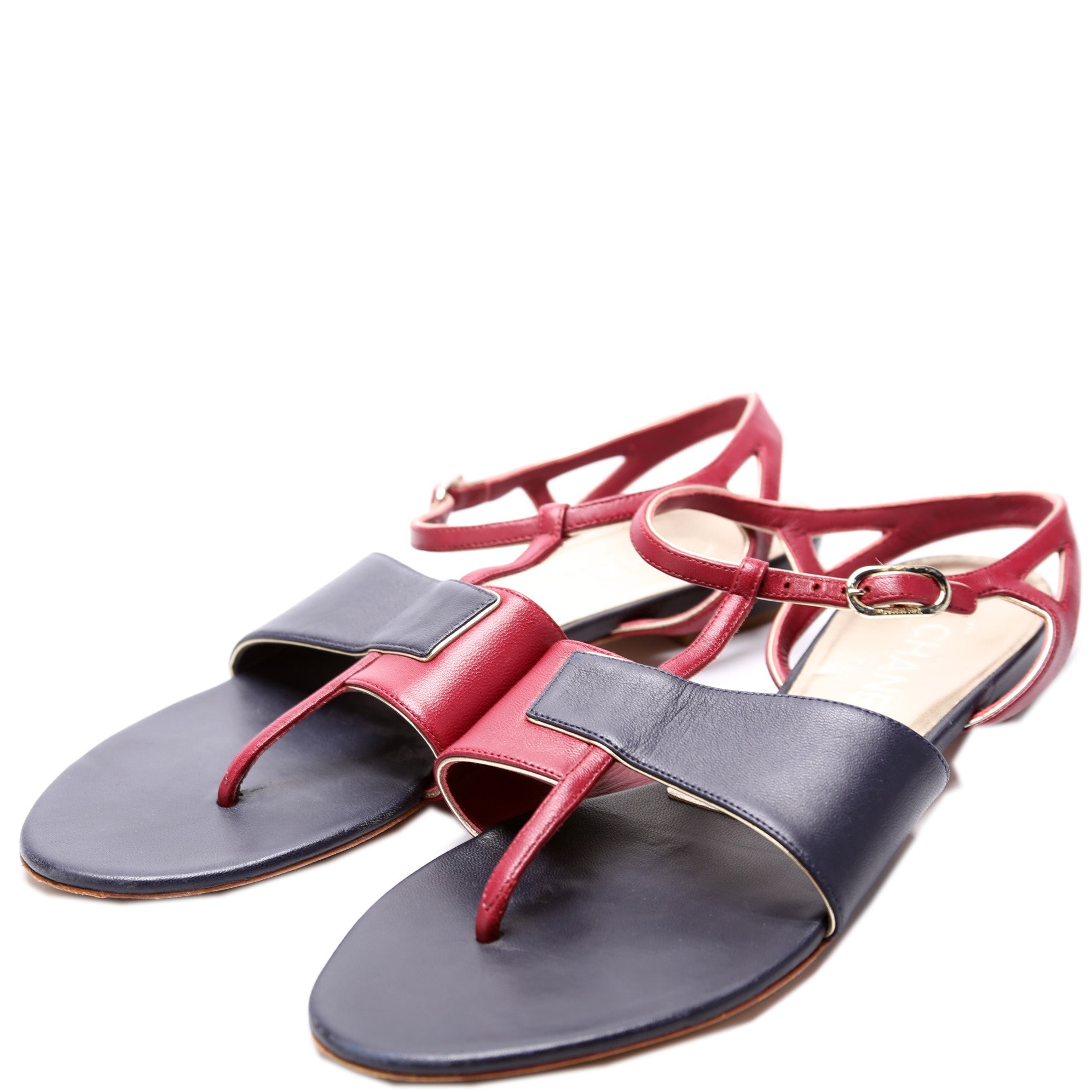 Leather Flat Sandals Size 39.5