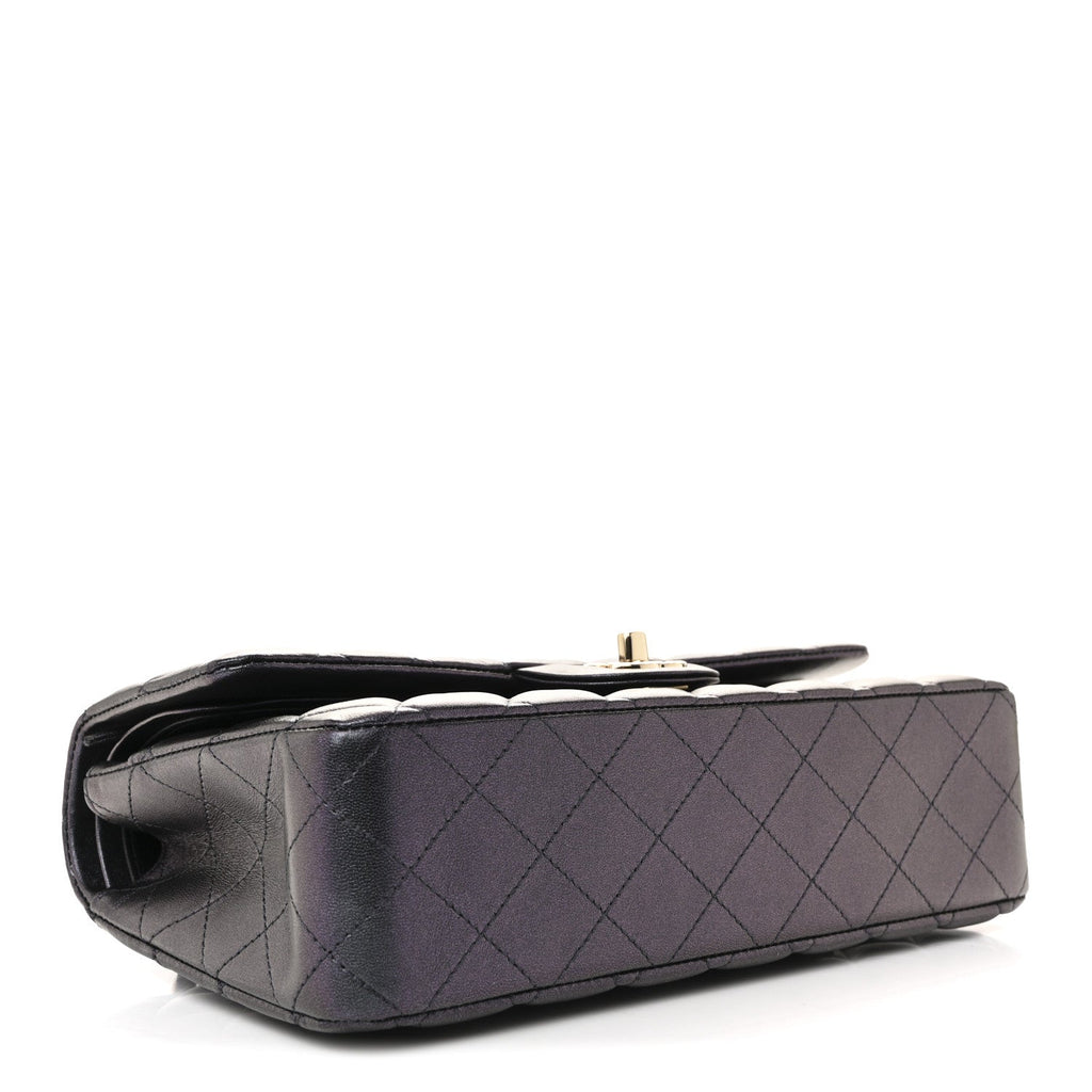 Chanel Iridescent Lambskin Quilted Medium Double Flap Black