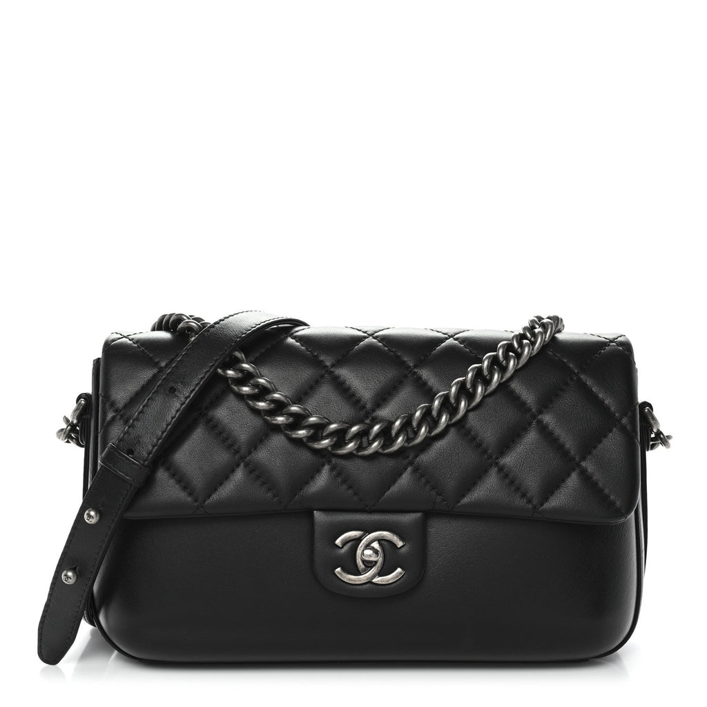 Chanel Calfskin Quilted Large Rock My Shoulder Flap Black
