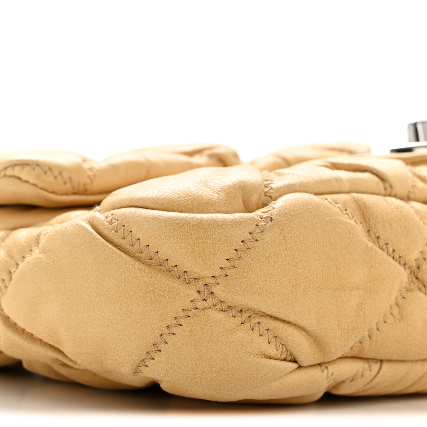Chanel Calfskin Quilted Medium Bubble Quilt Flap Bag Beige