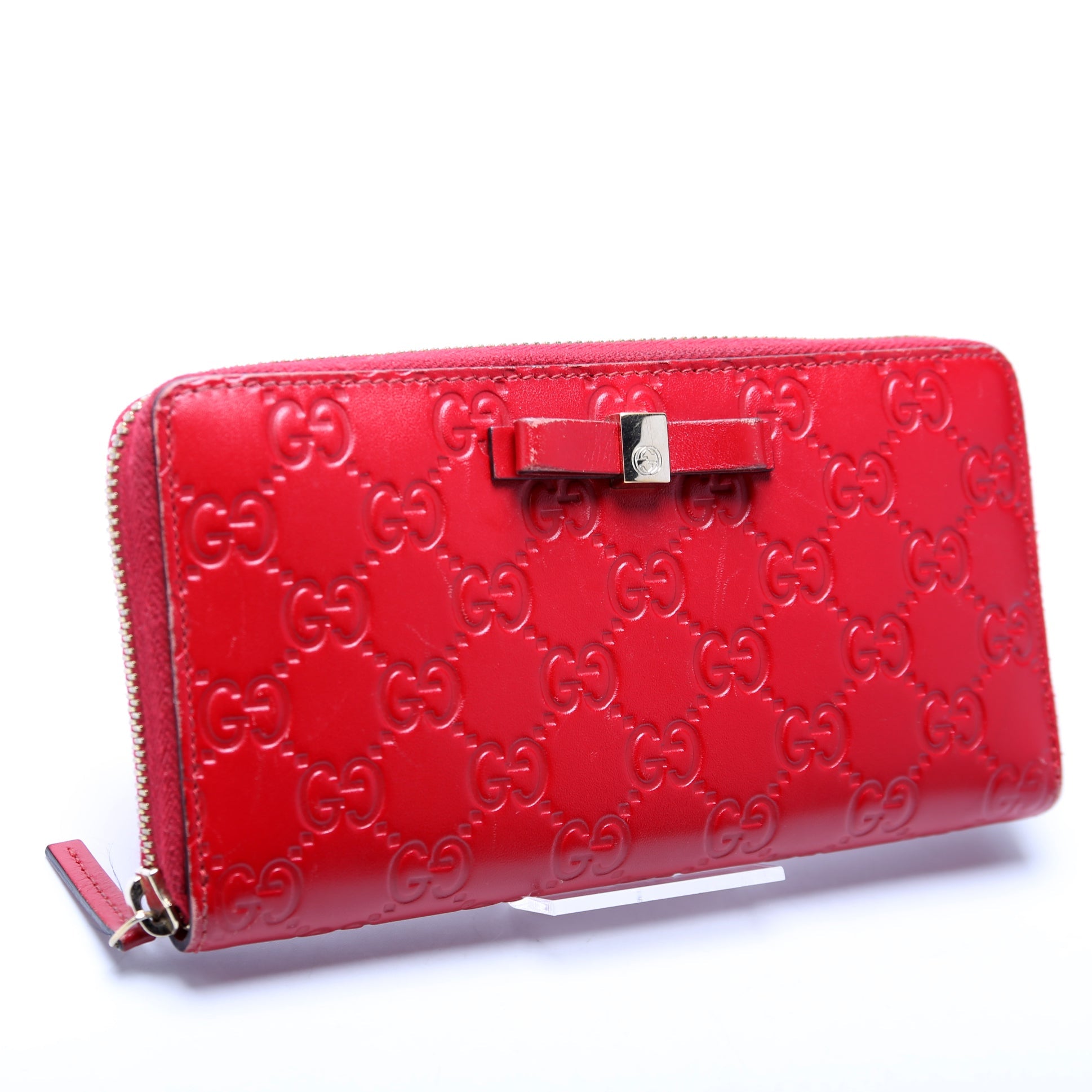 388680 Bow Zip Around Wallet Guccissima