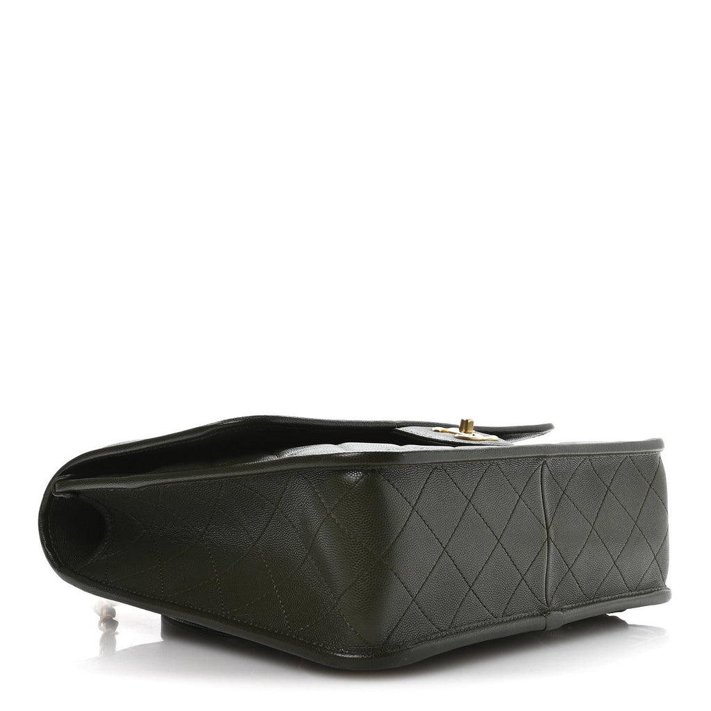 Chanel Caviar Quilted School Memory Backpack Dark Green