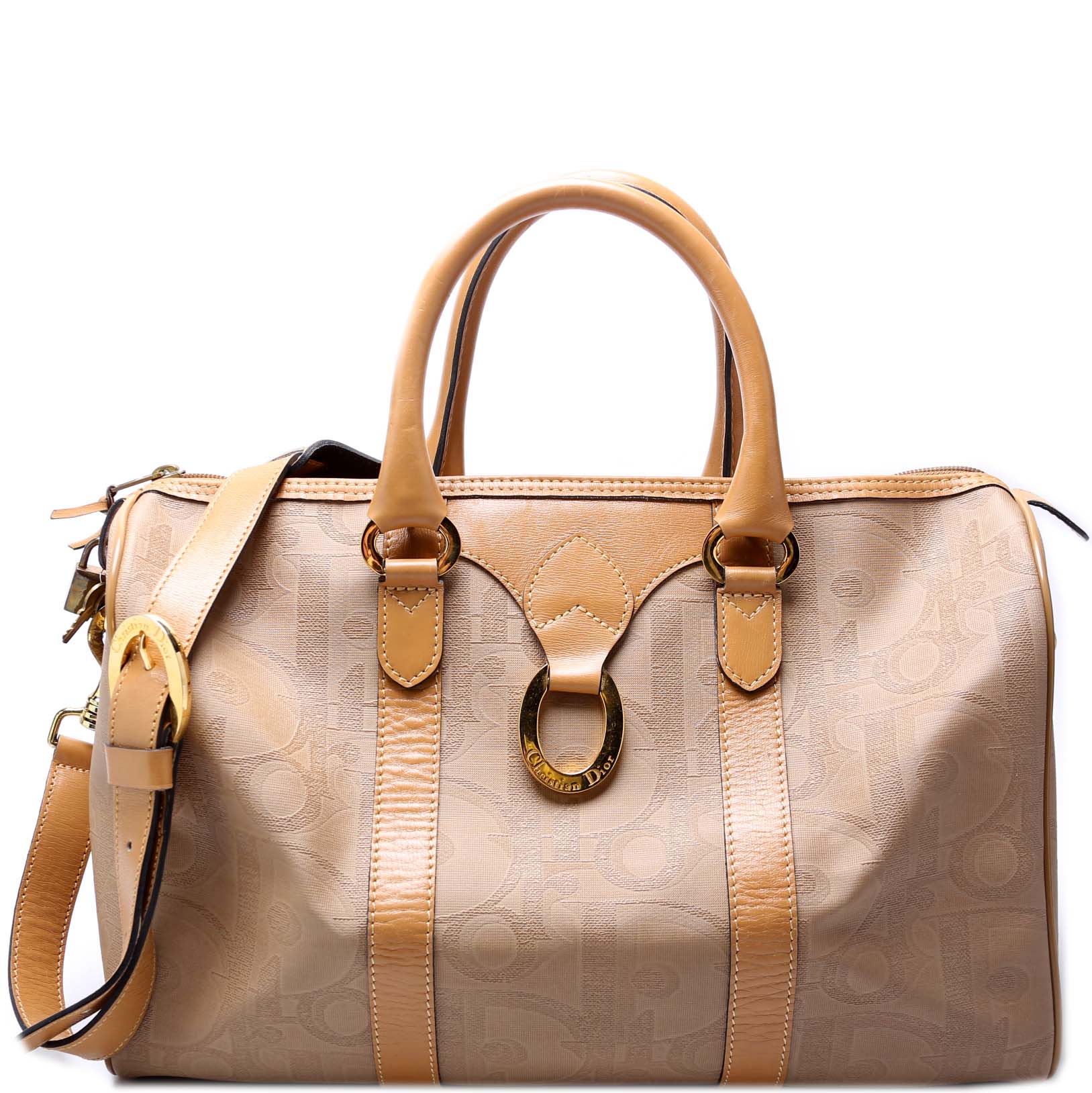 Boston Bag Diorissimo Canvas Large With Strap Vintage