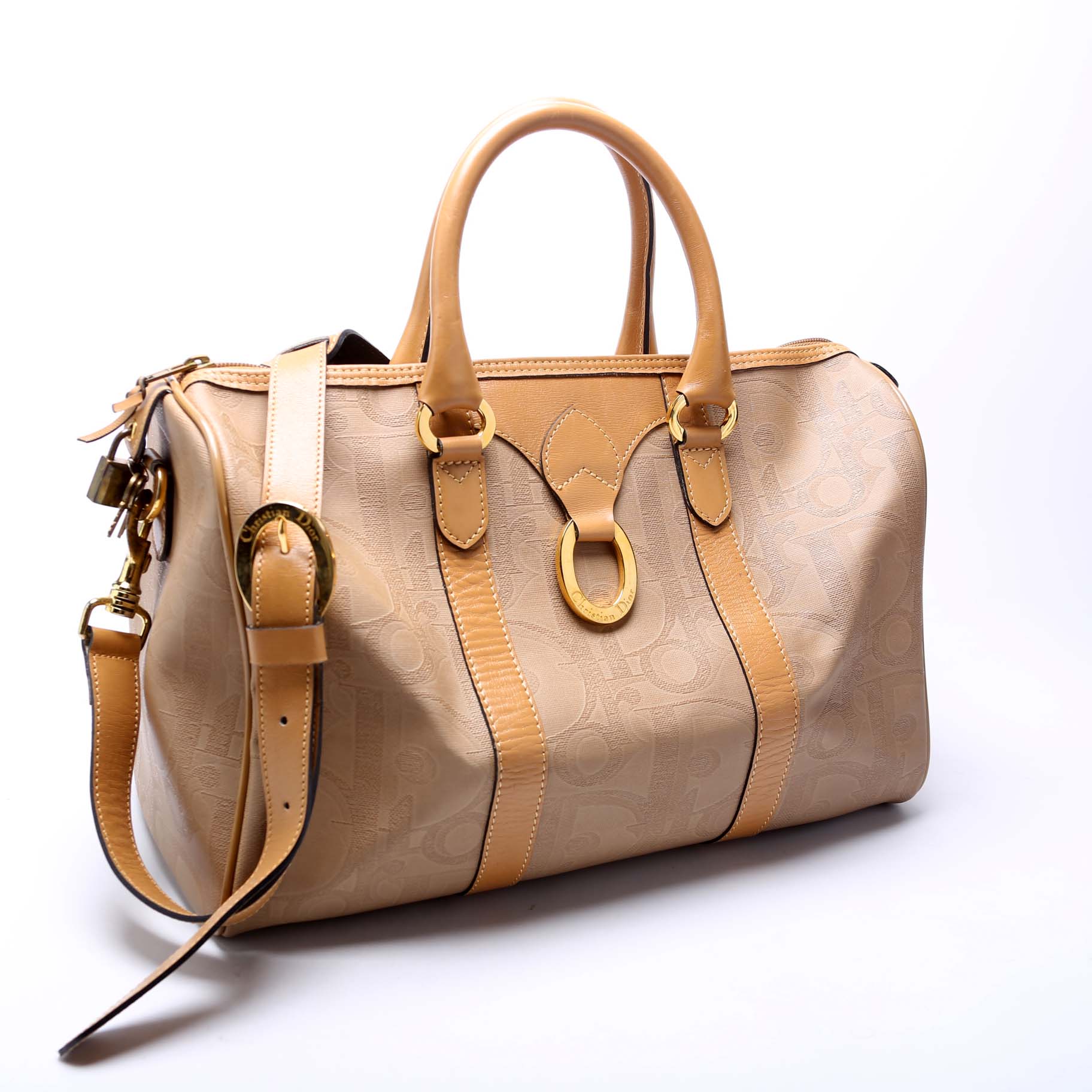 Boston Bag Diorissimo Canvas Large With Strap Vintage