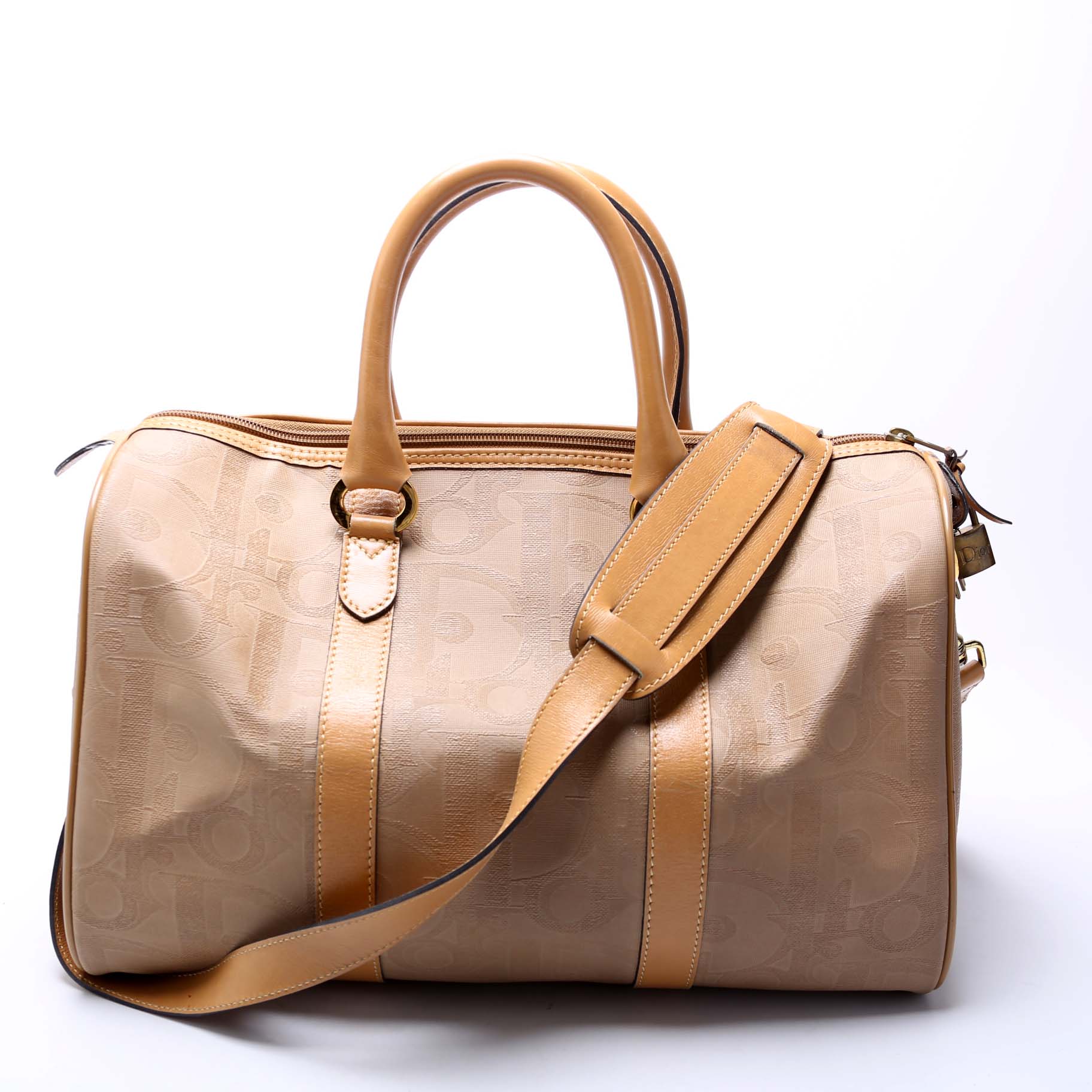 Boston Bag Diorissimo Canvas Large With Strap Vintage