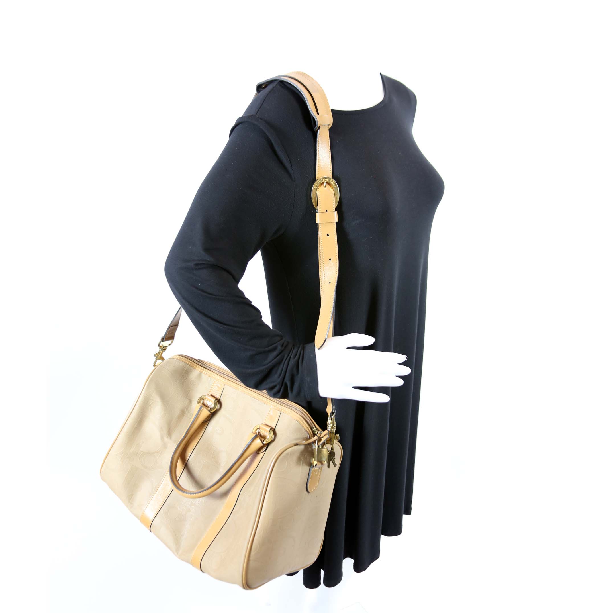 Boston Bag Diorissimo Canvas Large With Strap Vintage