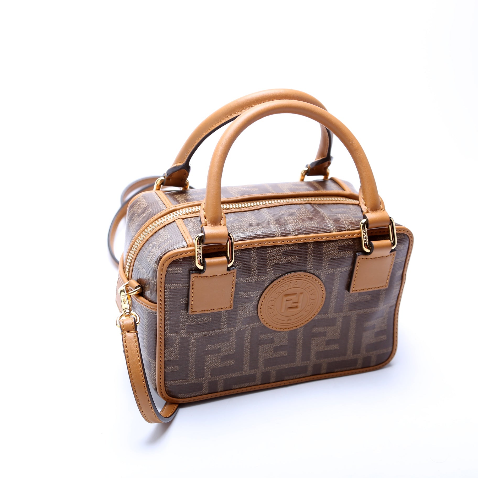 Glazed FF Canvas Mini Boston Bag