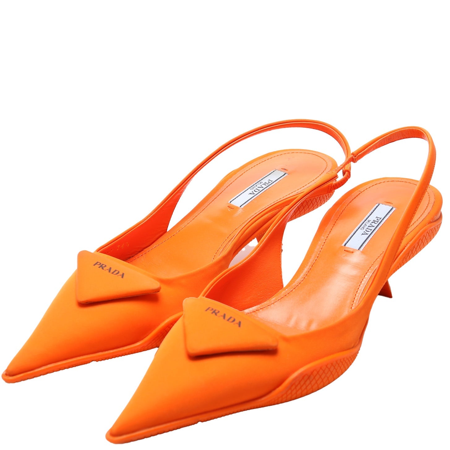 Prada Pointy Toe Slingback Nylon Pumps Size 36.5