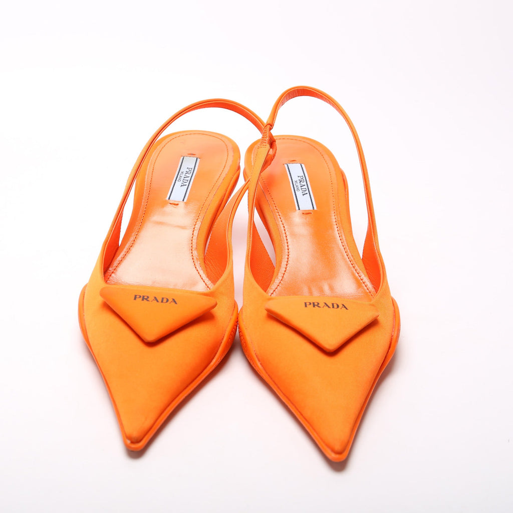 Prada Pointy Toe Slingback Nylon Pumps Size 36.5