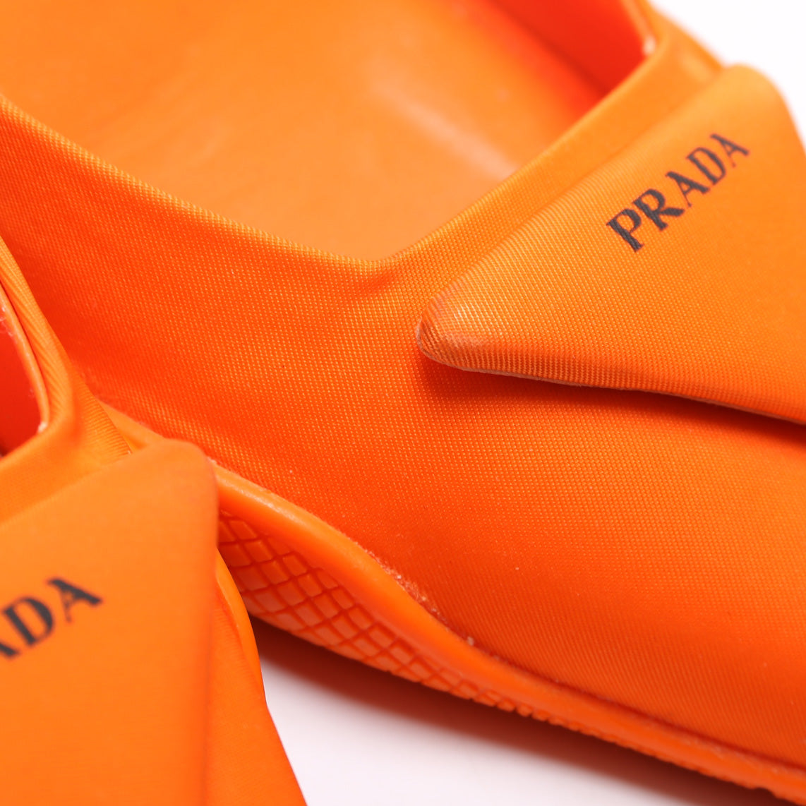 Prada Pointy Toe Slingback Nylon Pumps Size 36.5