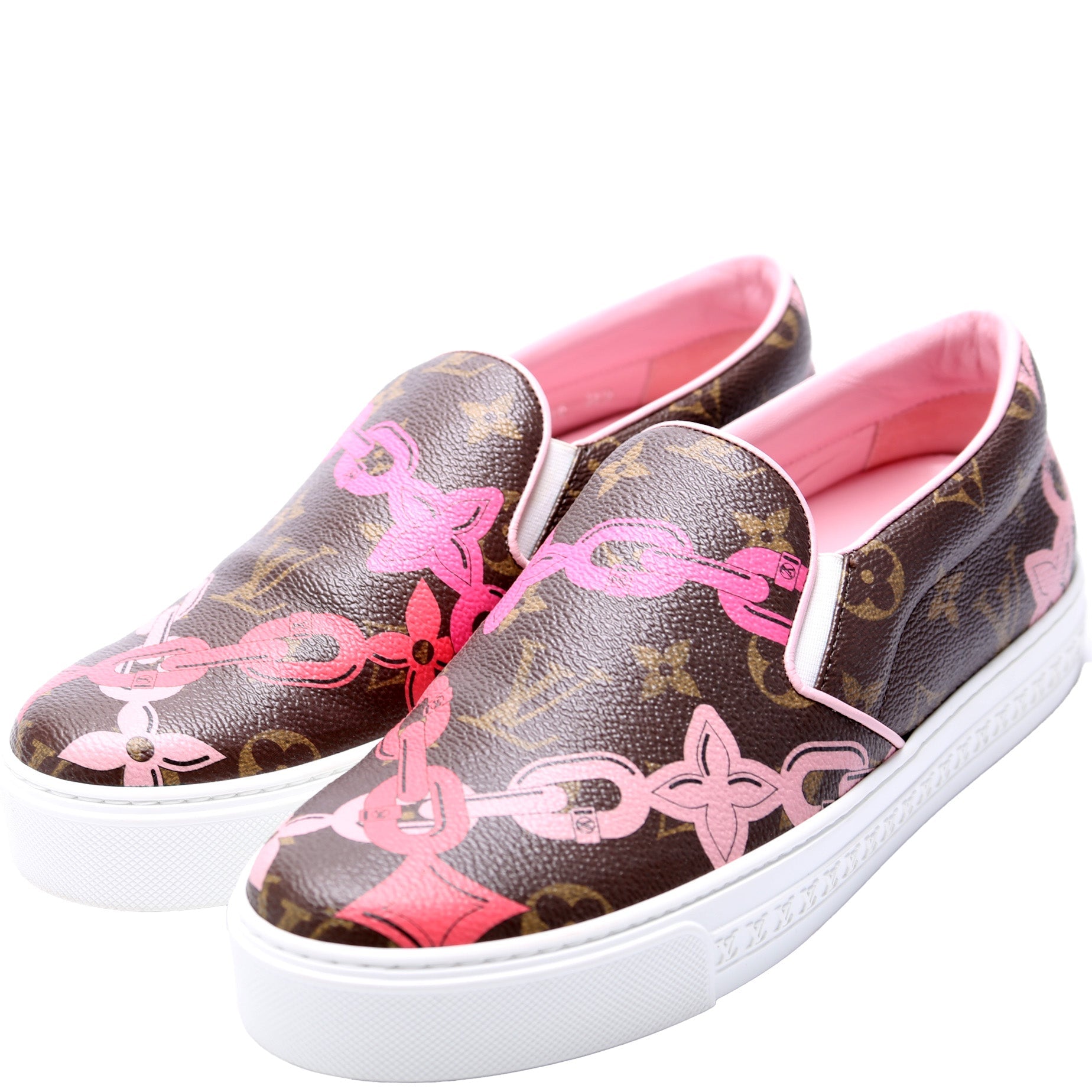 Monogram Chain Slip On Sneakers Size 36.5