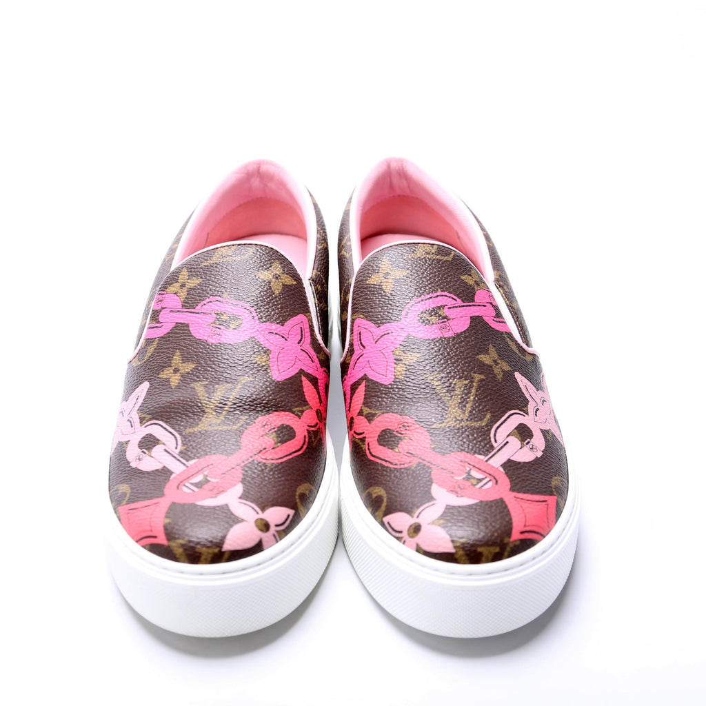 Monogram Chain Slip On Sneakers Size 36.5