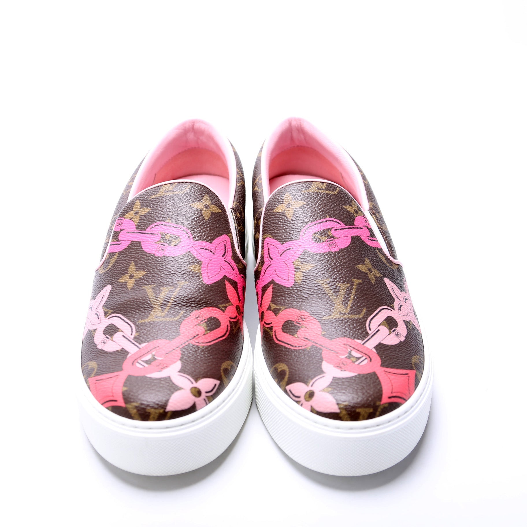 Monogram Chain Slip On Sneakers Size 36.5
