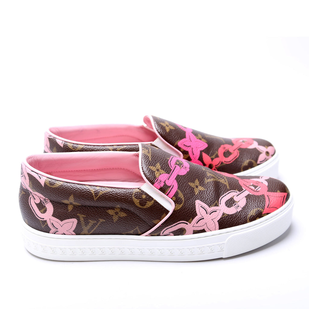 Monogram Chain Slip On Sneakers Size 36.5