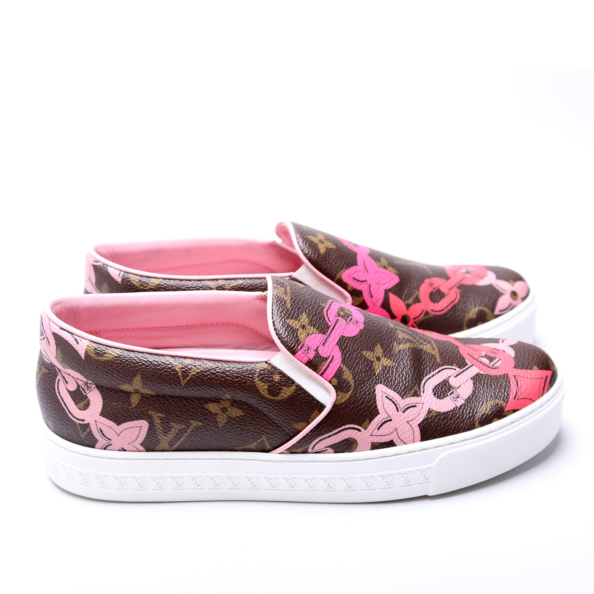 Monogram Chain Slip On Sneakers Size 36.5