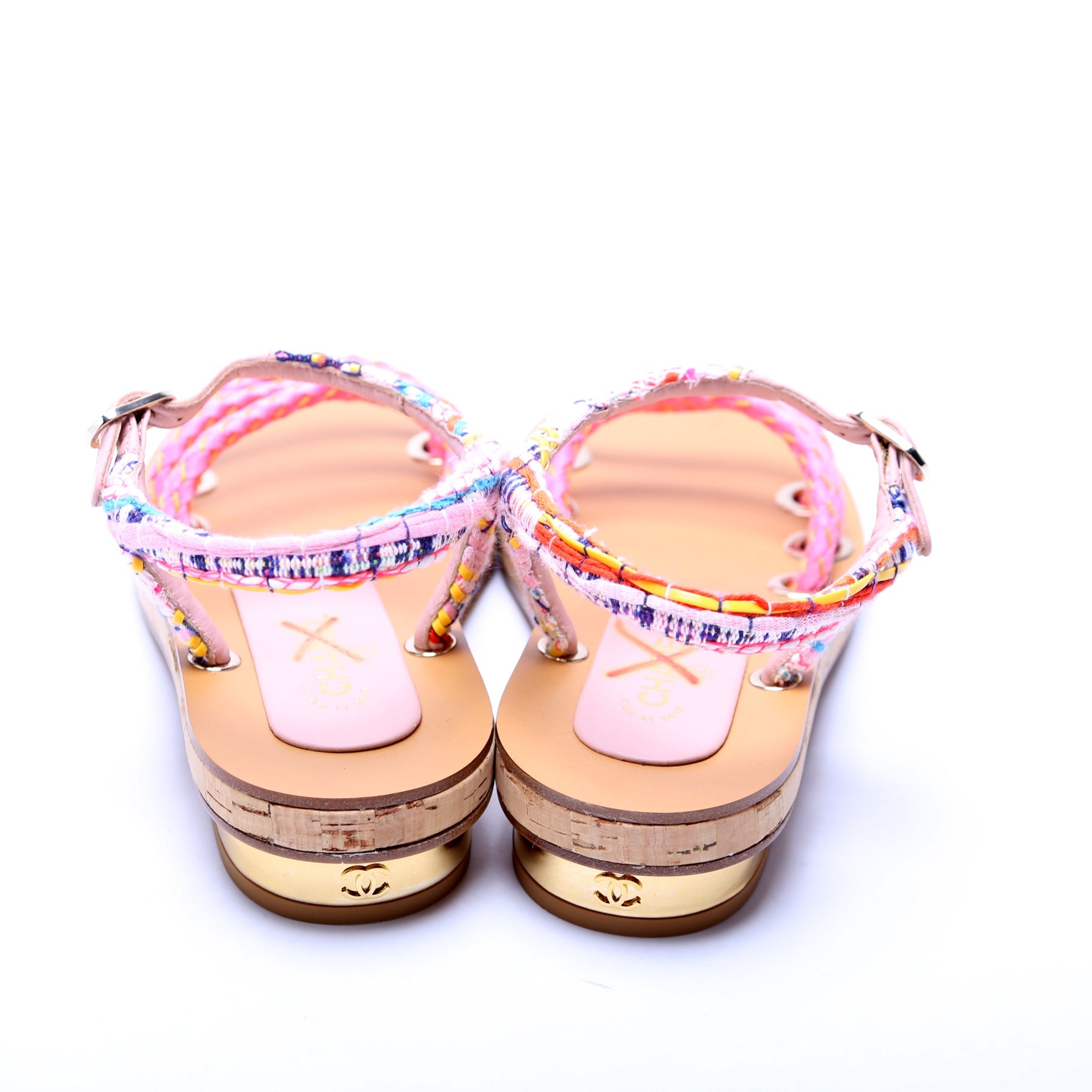 Tweed/Cord Flat Sandals Size 35.5