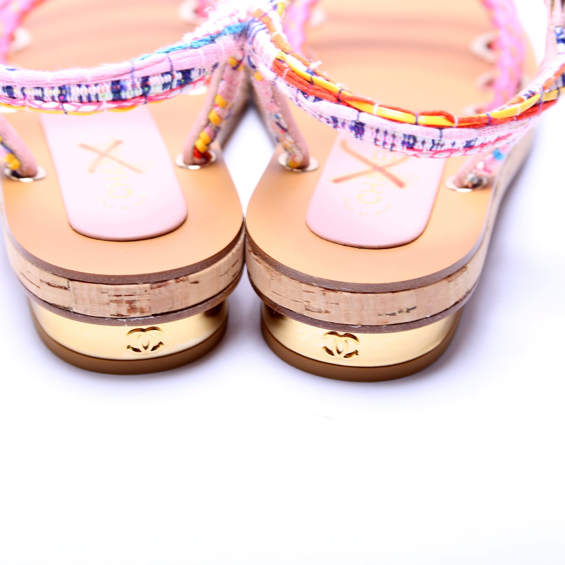 Tweed/Cord Flat Sandals Size 35.5