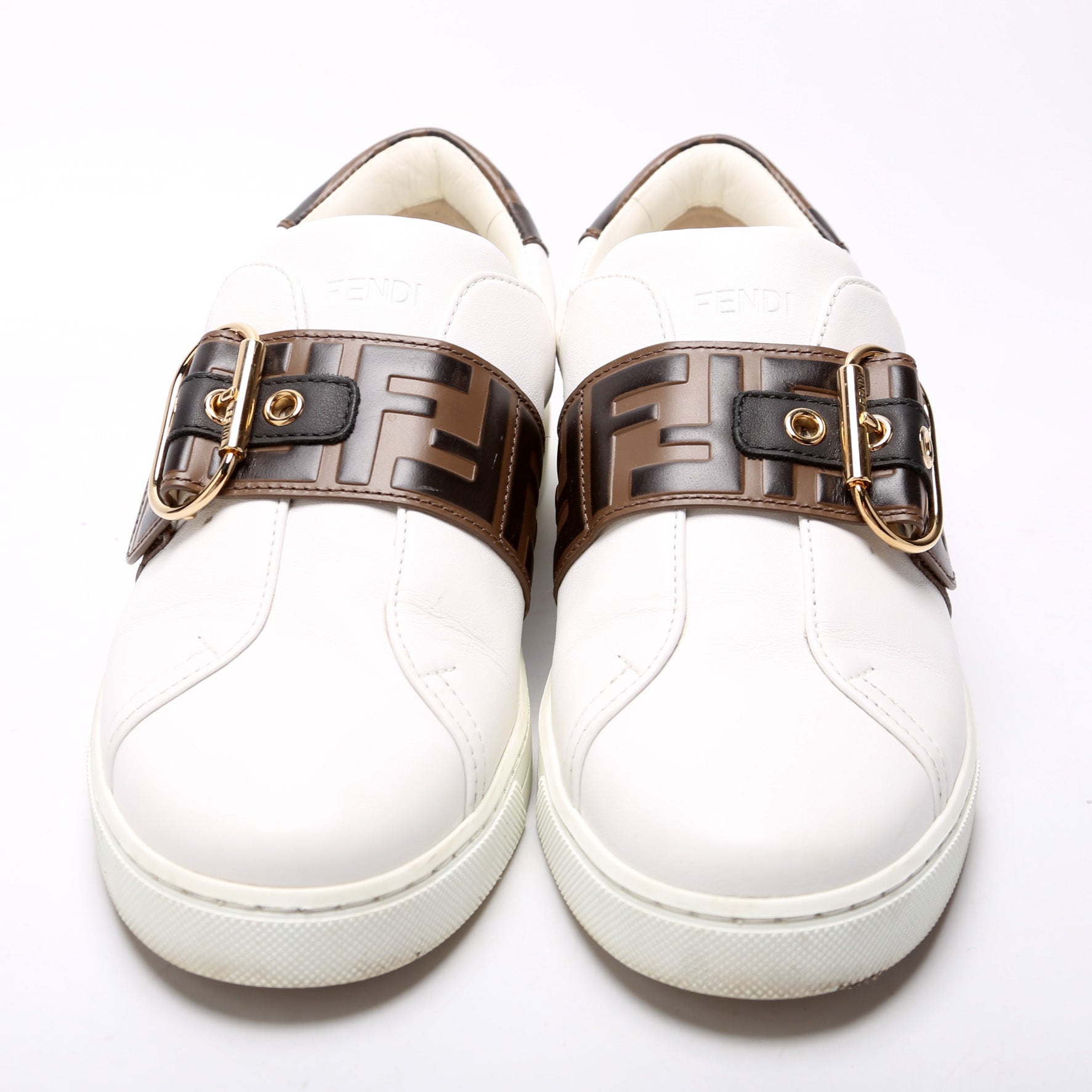 Fendi Pearland Zucca Leather Sneakers Size 38