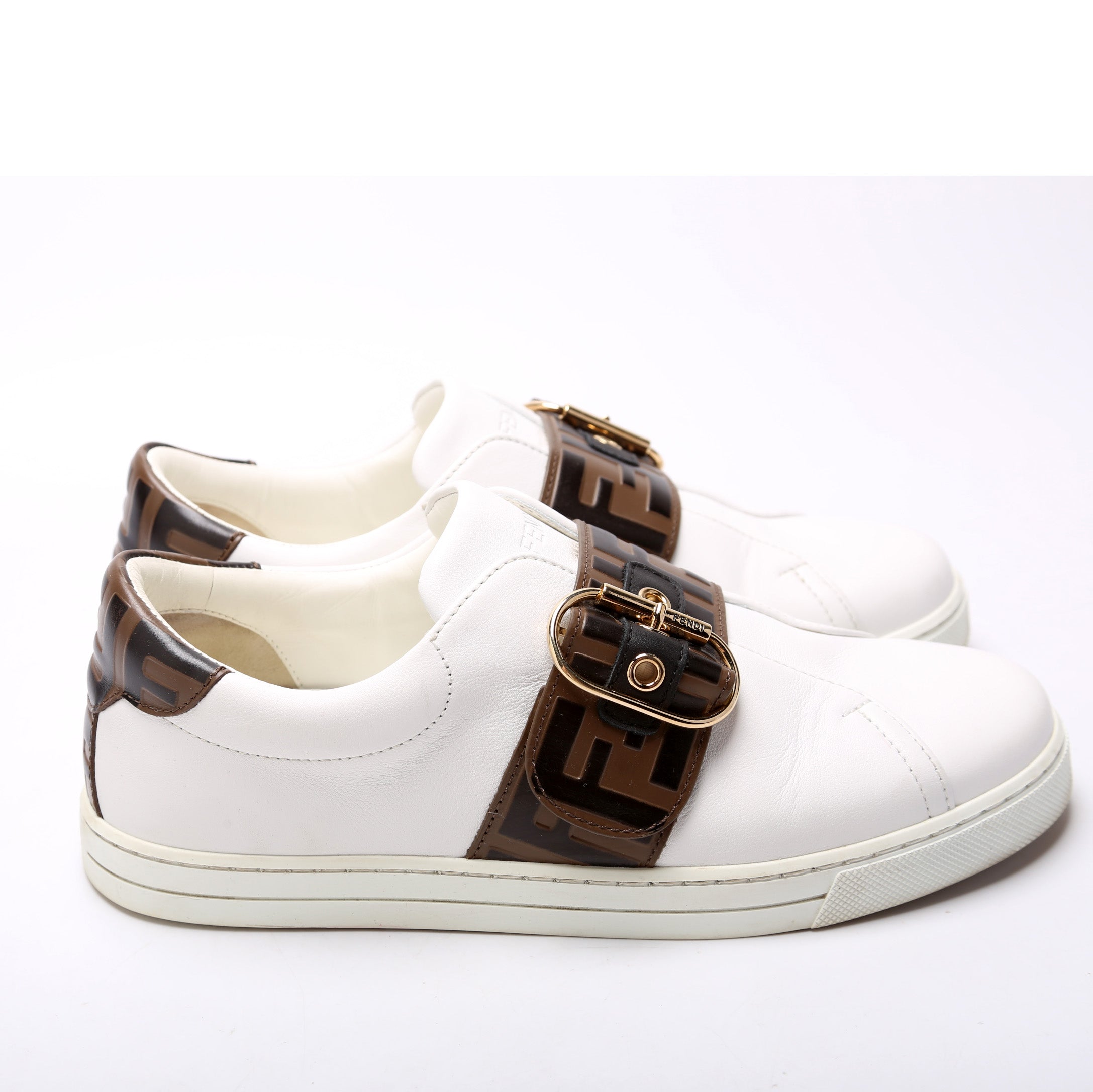 Fendi Pearland Zucca Leather Sneakers Size 38