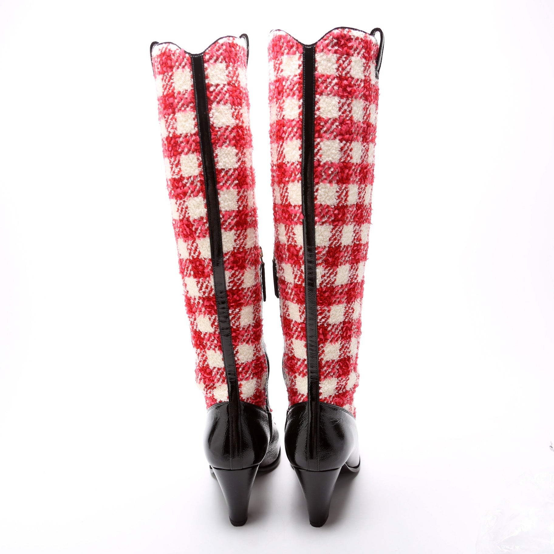 Gucci Horsebit Plaid Knee High Boots Size 37.5