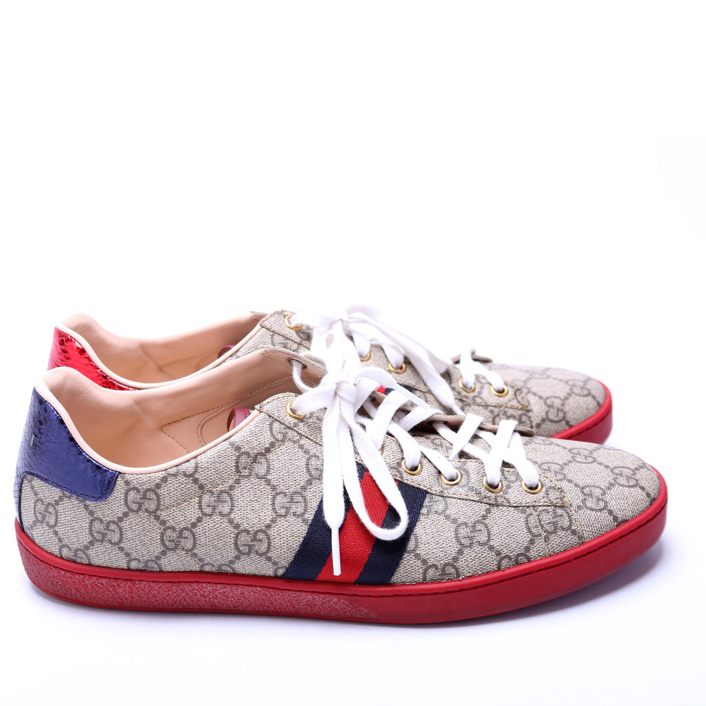 Gucci Ace Web GG Supreme Sneakers Size 40.5
