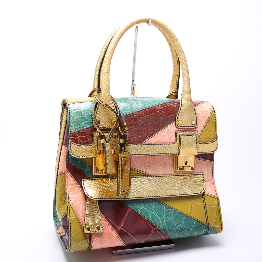 Dome Handbag Patchwork Croc & Lizard
