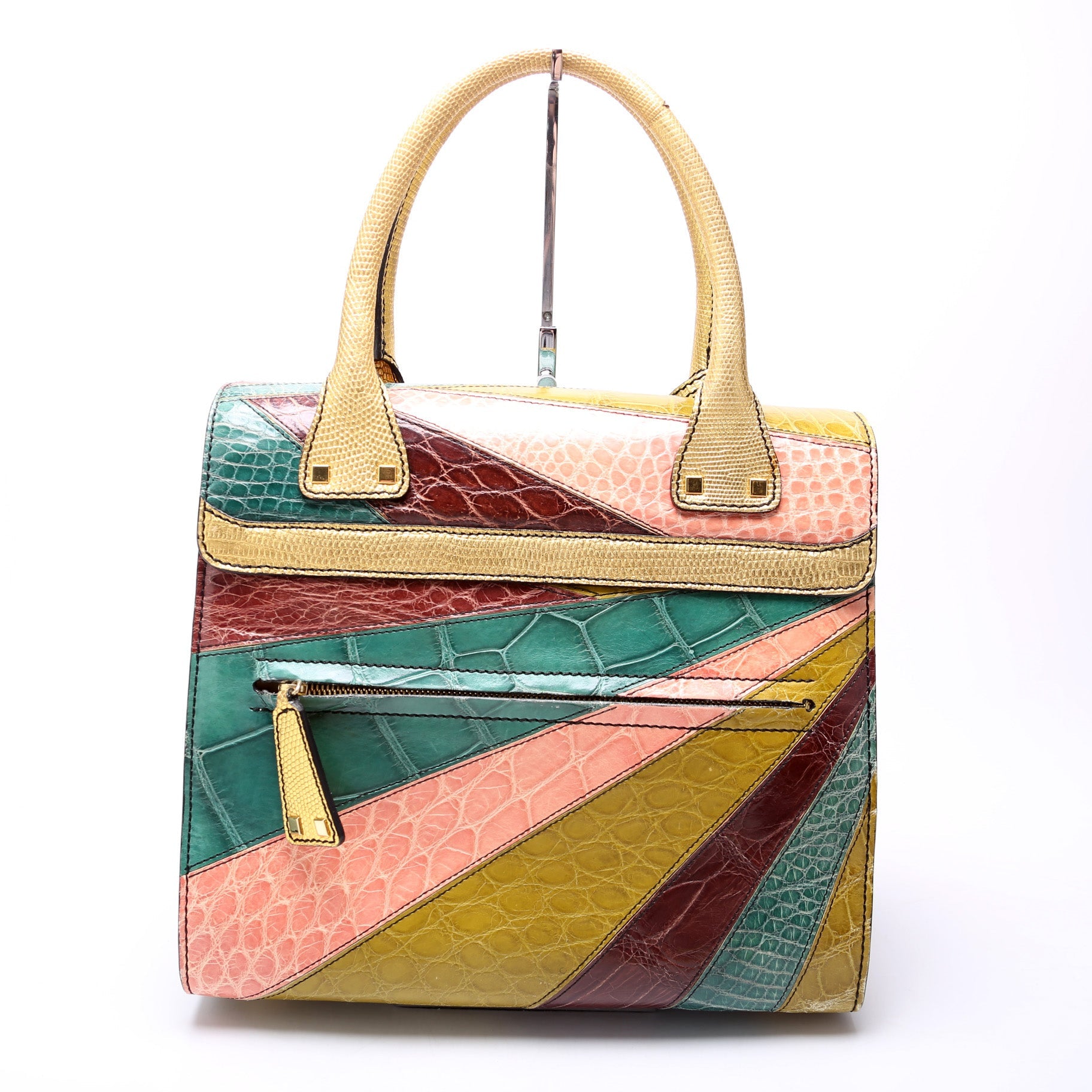 Dome Handbag Patchwork Croc & Lizard