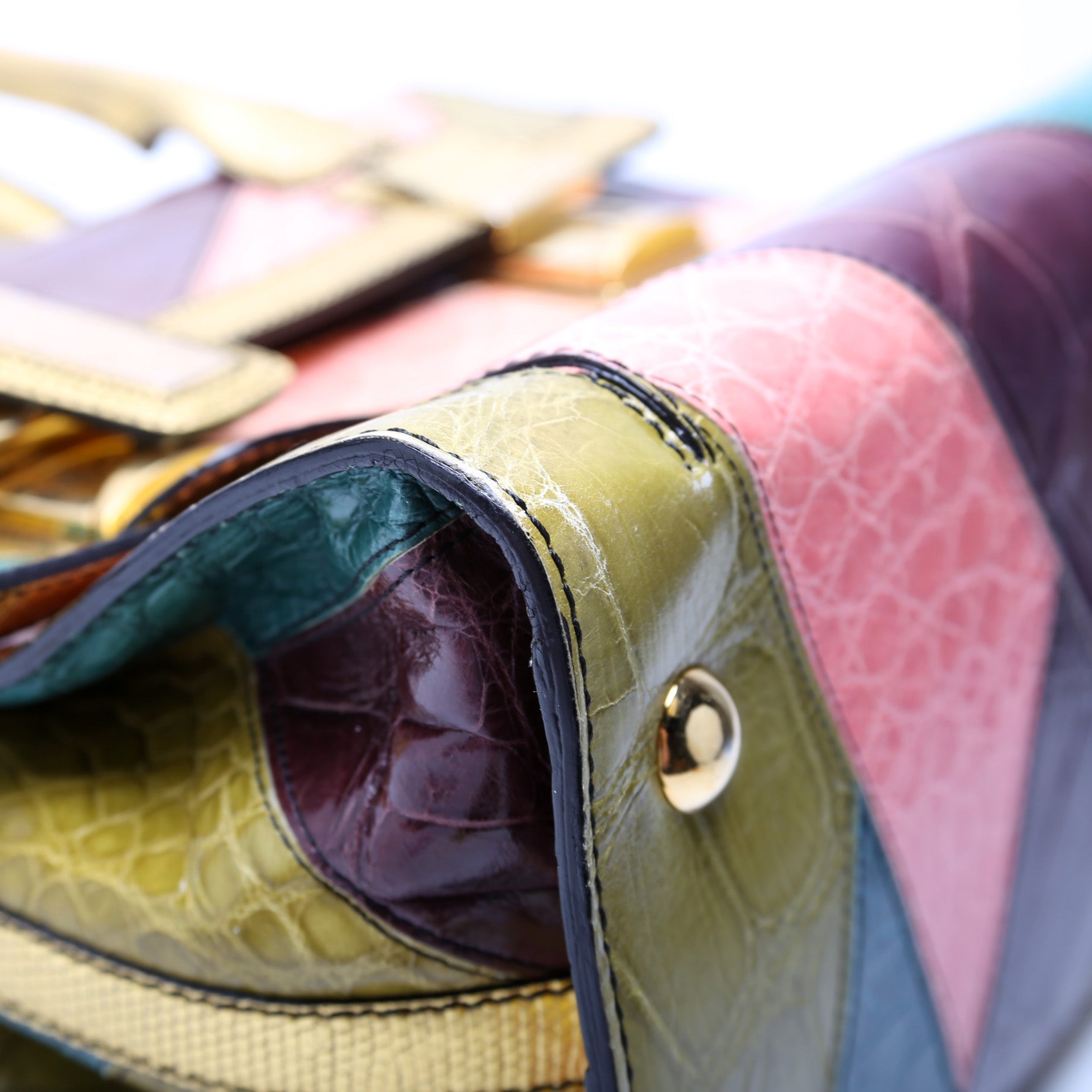 Dome Handbag Patchwork Croc & Lizard