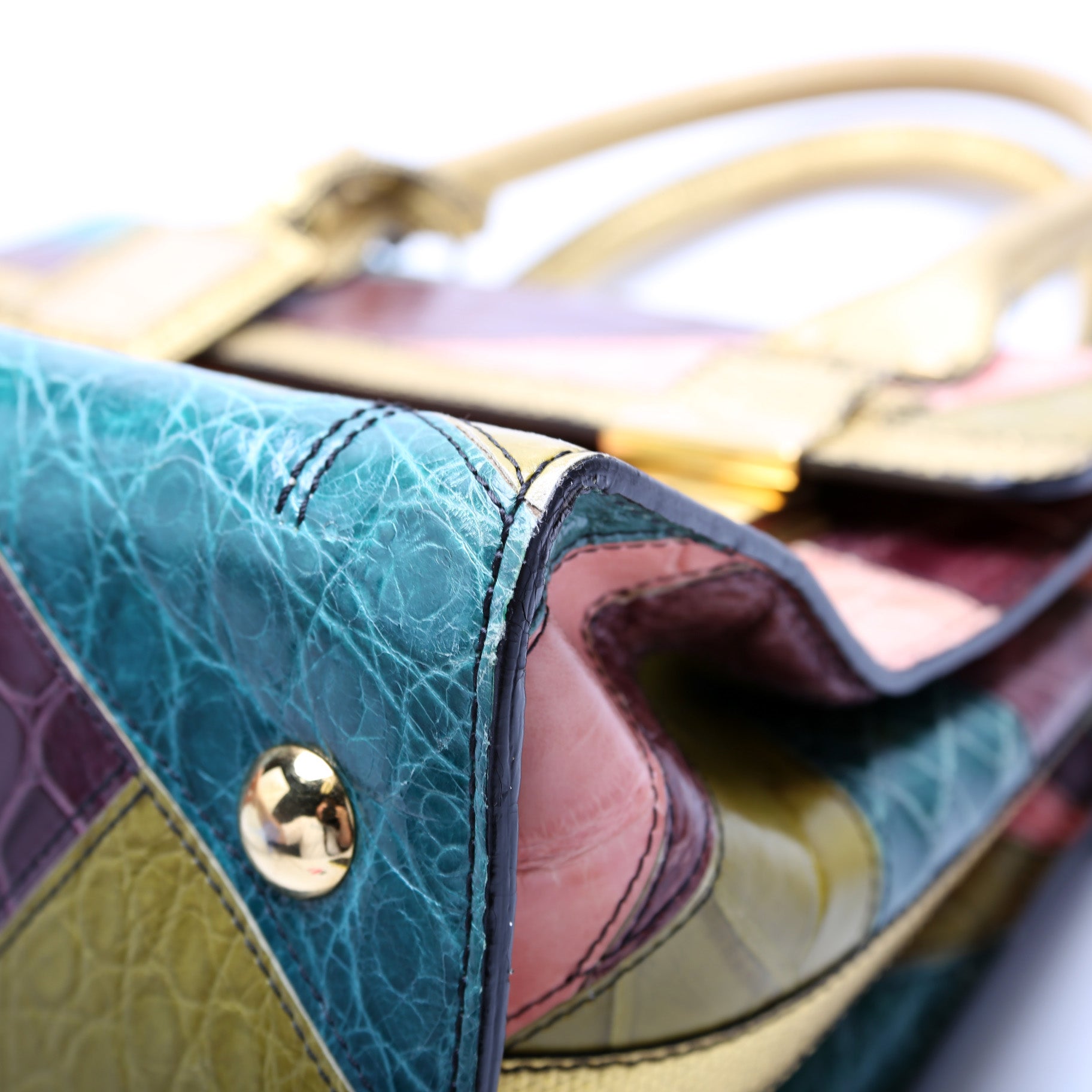 Dome Handbag Patchwork Croc & Lizard