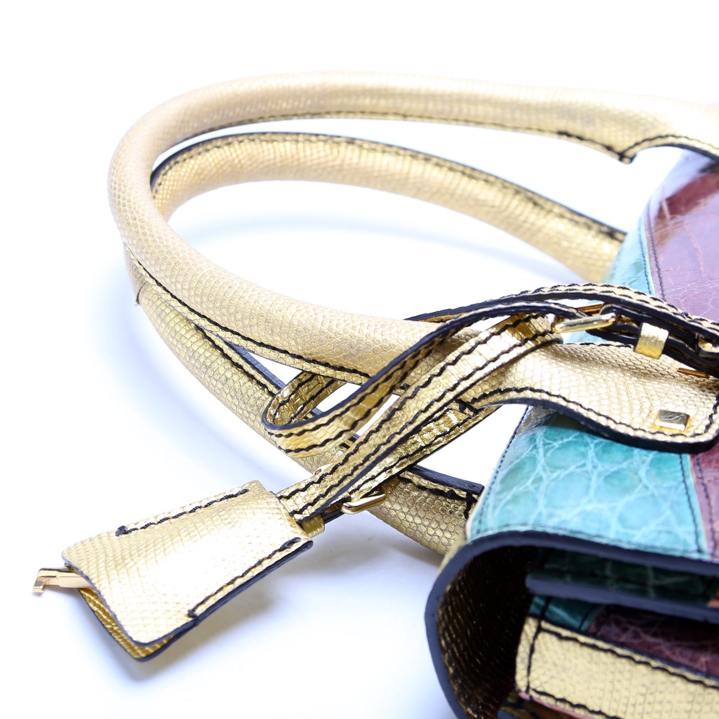 Dome Handbag Patchwork Croc & Lizard
