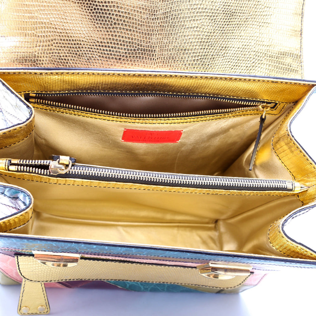 Dome Handbag Patchwork Croc & Lizard