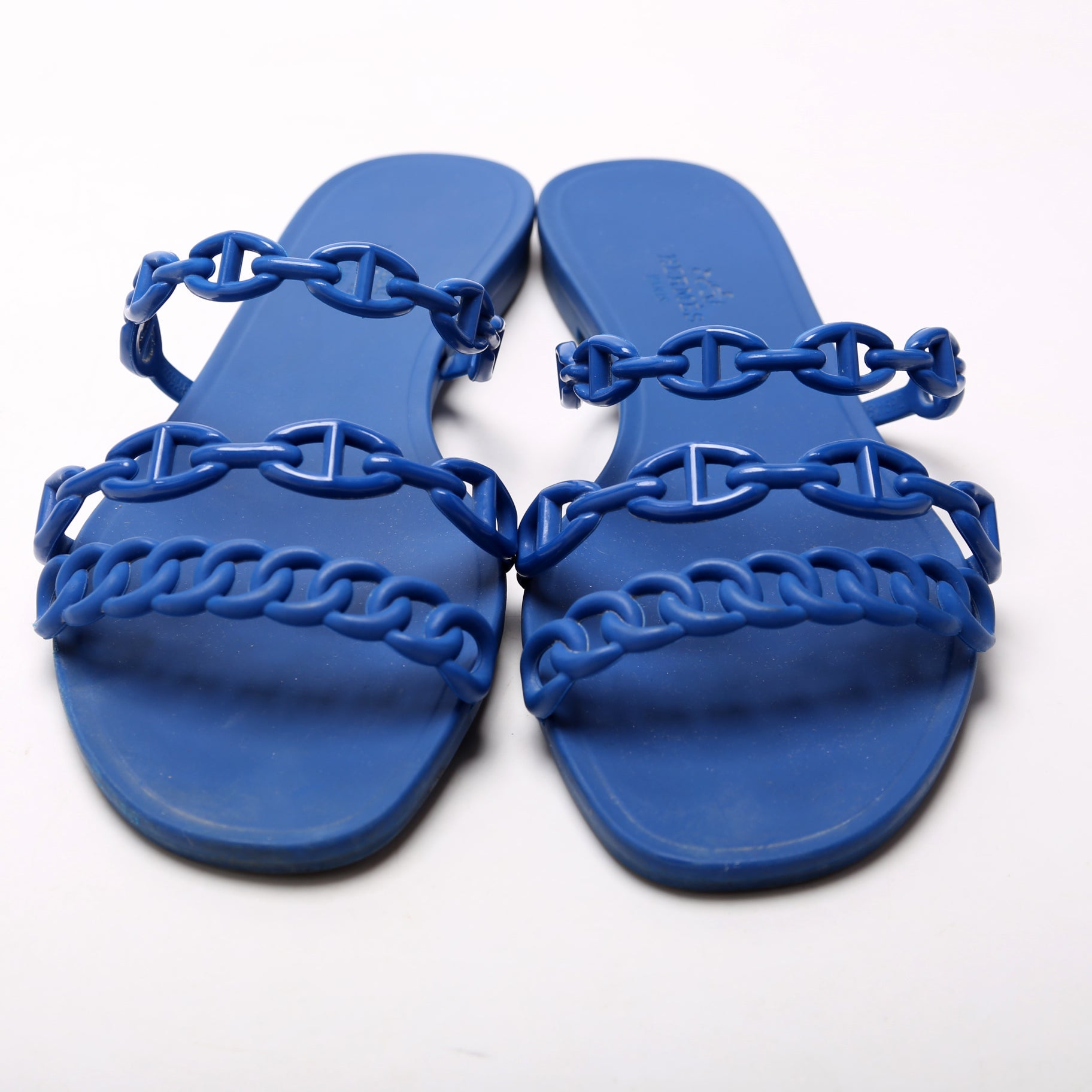 Hermes Chain D'Ancre Rubber Slides Size 37