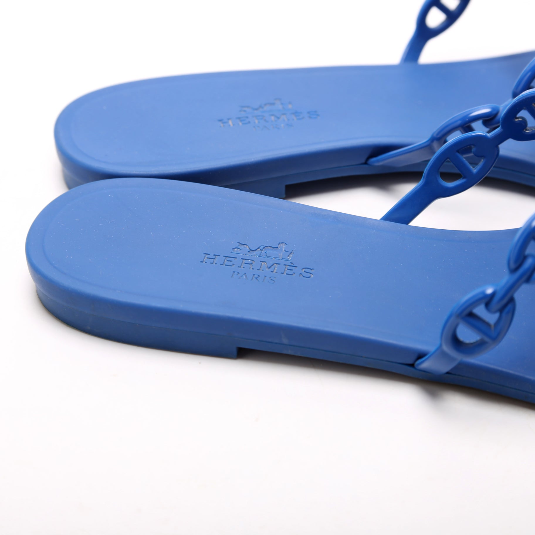Hermes Chain D'Ancre Rubber Slides Size 37