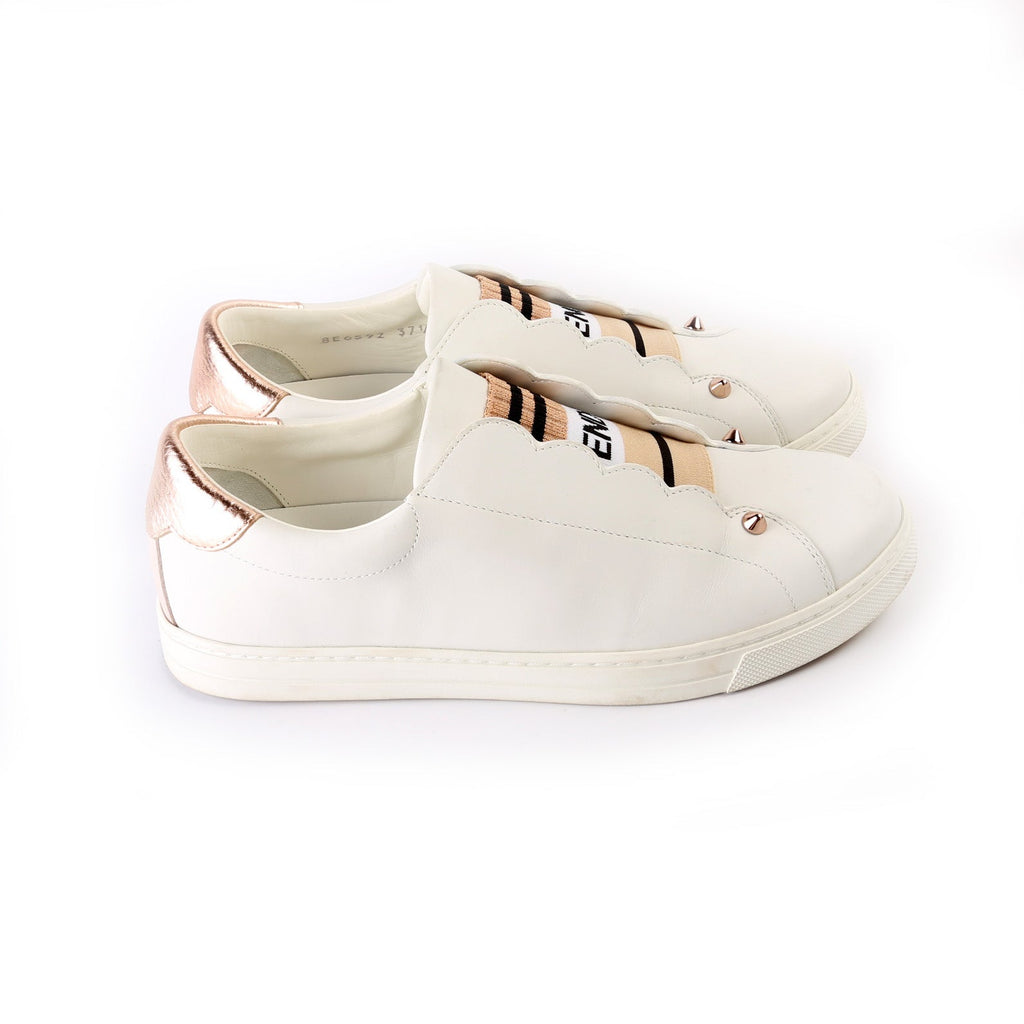 Fendi Leather Logo Sneakers Size 37.5