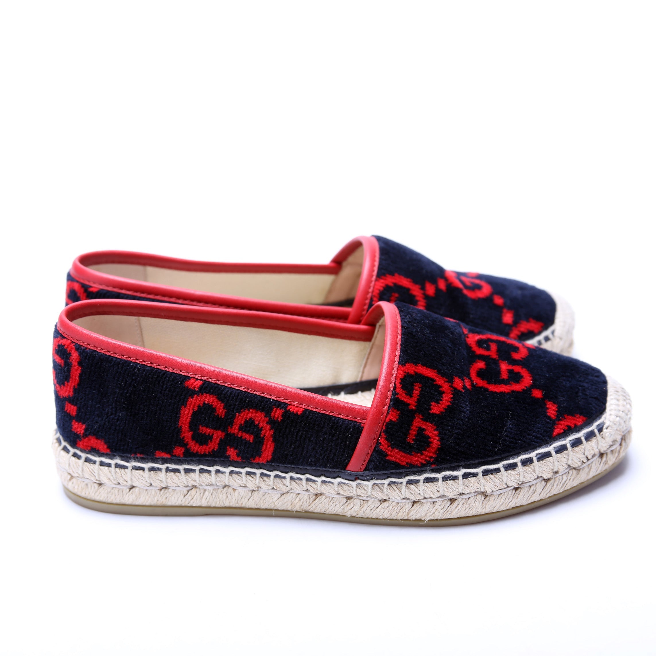 Gucci Espadrille Velvet Flats Size 35.5